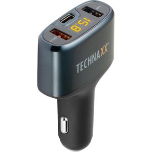 Technaxx TE18 3-poorts Autolade - US - USB met QuickCharge 3.0 en USB-C-Poort Car Charger met Display