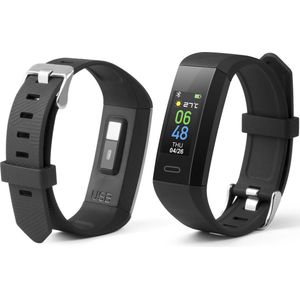 Technaxx Fitnesstracker TX-HR7 met temperatuurmeting, hartslag, aantal stappen, afstanden, verbrande calorieën, slaaptijd, weer, datum, tijd, gezondheid, sms, WhatsApp, 0,96 inch kleurenscherm