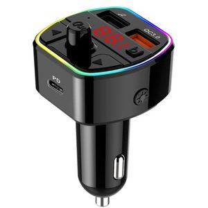 Technaxx FMT1600BT Bluetooth FM transmitter voor auto, radio, 2 USB-poorten, handsfree, weergave voor spanning van de auto, lichtmodus, RGB-kleurmodus, ondersteunt spraakassistenten