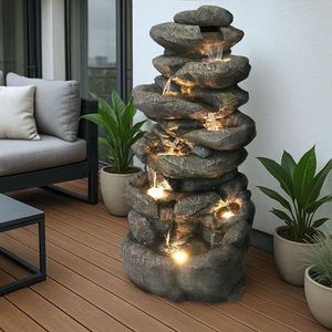230V - Gartenbrunnen WALD-GEFLÜSTER mit LED-Licht