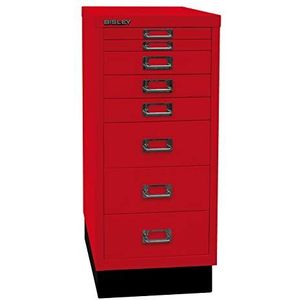 BISLEY MultiDrawer, 29-delige serie met sokkel, DIN A4, 8 laden, metaal, 670 kardinaalrood, 38 x 27,9 x 67 cm