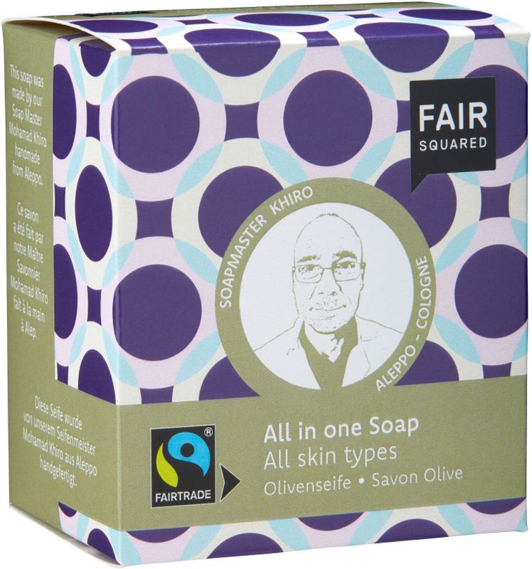 FairSquared - All in one Soap - Olijf - 2 Zepen van 80 Gram en Bewaarzakje