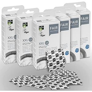 FAIR SQUARED Condooms XXL 48 Box 64 mm - Veganistische condooms klimaatneutraal van eerlijk handeld natuurlijk rubber - condoom gevoelsecht flinterzachte condooms