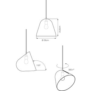 Nyta Tilt hanglamp, kabel 3m rood, grijs
