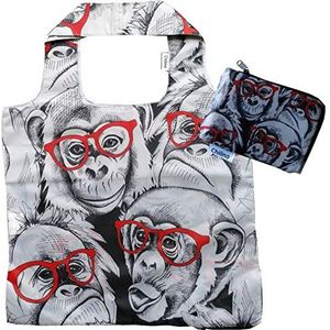 Chilino Boodschappentas, opvouwbaar, groot, robuust, milieuvriendelijk, 100% polyester, gorilla, grijs, 47 x 41 cm