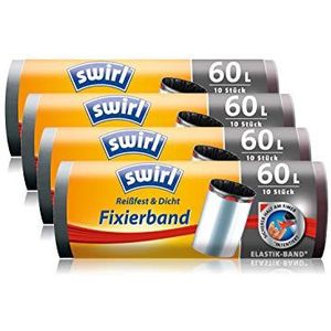Swirl Vuilniszak met fixeerband, 60 liter, 4 rollen (4 x 10 stuks), antraciet