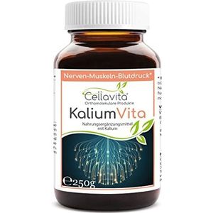 Cellavita Kalium Vita (zenuwspierenbloeddruk) capsules & poeder, van kaliumcitraat zonder verdere additieven en katapulten, (250 g poeder)