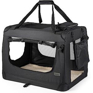 lionto Opvouwbare transportbox voor honden, auto, box, tas, (XXL) 90 x 61 x 65 cm, zwart