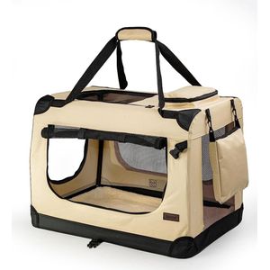 Hondentransportbox, hondentas, hondenbox, opvouwbare tas voor kleine dieren, (L) 70x52x50 cm beige