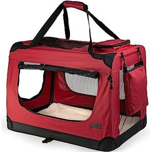 lionto Opvouwbare reismand voor honden, auto, box, tas, (M) 60 x 42 x 44 cm, donkerrood