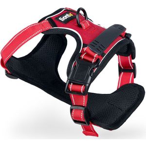 PoyPet Anti-trek hondentuigje met frontclip, reflecterend hondenharnas met handvat op de rug voor eenvoudige controle, perfect voor dagelijkse training, wandelen, hardlopen (blauw, S