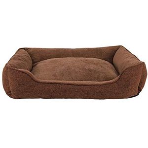 lionto Hondenkussen gemêleerd met afneembare Hoes, Knus Huisdierenbed met comfortabele Instap voor Honden en Katten, (L) 110x80 cm, Zacht Hondenbed met Antislip Bodem, Bruin