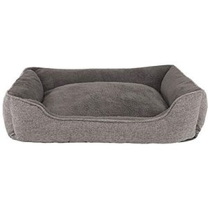 lionto Hondenkussen gemêleerd met afneembare Hoes, Knus Huisdierenbed met comfortabele Instap voor Honden en Katten, (L) 110x80 cm, Zacht Hondenbed met Antislip Bodem, Grijs