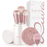 Luvia Cosmetics Prime Vegan Pro make-upkwast met houder, parelroze, 7 stuks