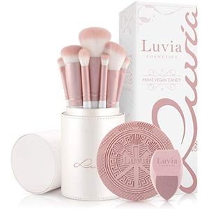 Luvia Cosmetics Prime Vegan Pro make-upkwast met houder, parelroze, 7 stuks