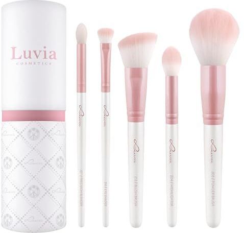 Luvia - Prime Vegan Candy - Kwastenset - Mat Wit en Lichtroze - 5 Stuks