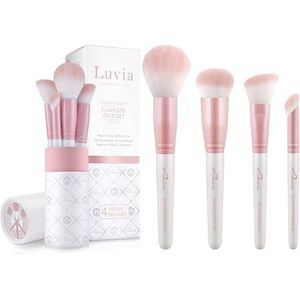 Luvia Make-up Kwastenset Flawless Face Set - Veganistische Cosmetische Kwasten - Roze Details
