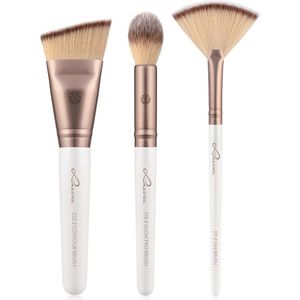 Luvia - Prime Vegan Highlight & Contour Kwastenset - 3 Stuks - Veganistisch Nurai Haar