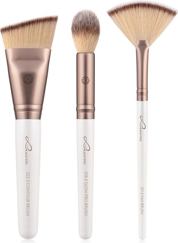 Luvia - Prime Vegan Highlight & Contour Kwastenset - 3 Stuks - Veganistisch Nurai Haar