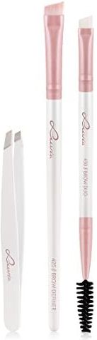 Augenbrauenpinsel-Set Luvia, Prime Brow Kit - Brush Set, Schminkpinsel & Pinzette, 3 Vegane Kosmetikpinsel