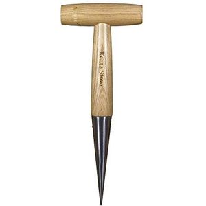 Kent & Stowe Plantenhout – zethout van roestvrij staal voor het planten van uien en zaailingen, pikeerstaaf met handvat van essenhout, lengte: 28,5 cm