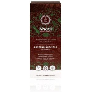 khadi NATURAL HAZEL plantaardige haarverf, Glanzend notenbruin tot rijk chocoladebruin, 100% plantaardig, natuurlijk & veganistisch, Gecertificeerde natuurlijke cosmetica, 100g