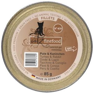 catz finefood Natvoer voor katten - nr. 409 - graanvrij - voor kalkoen, kip en konijnen - nat voer zonder suiker - voor katten