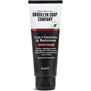 Brooklyn Soap Company Baard- en gezichtscrème, 75 ml, 2-in-1 verzorging, alternatief voor baardolie of baardbalsem, zachtere baard en minder jeuk