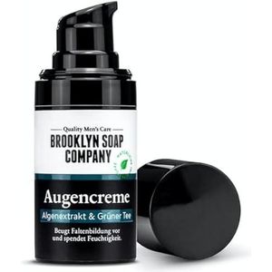 Brooklyn Soap Company Oogcrème, vochtinbrengende oogverzorging voor mannen, gecertificeerde natuurlijke cosmetica met algenextract, groene thee en aloë vera