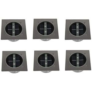 Solar led Bodeneinbaustrahler 6er set für Außen, Edelstahl 4-eckig 10x10cm, IP67