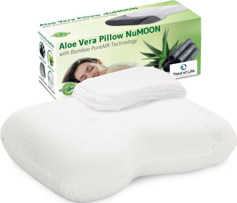 Numoon - Bamboe/Aloë Vera Kussen - Wit - Bamboe Visco Garens