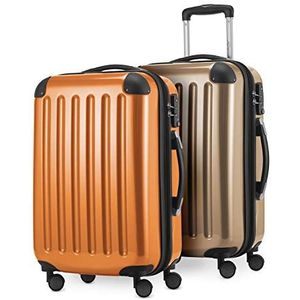 HAUPTSTADTKOFFER - Alex - 2 x handbagage, harde schaal, glanzend, 55 cm, 42 liter, champagneoranje, champagne/oranje, 55 cm, koffer