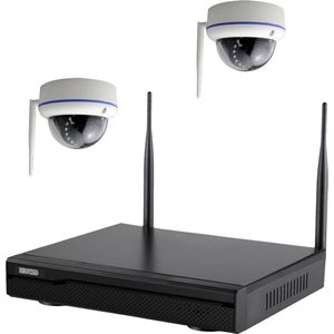 Inkovideo INKO-22M2D I22m2d IP-Bewakingscameraset WiFi 4-kanaals Met 2 Cameras 1920 X 1080 Pixel