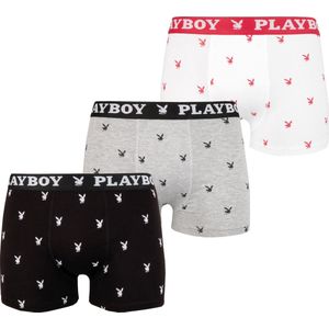 Playboy - Miller - Boxershort - Grijs/Wit/Zwart - 95% Katoen, 5% Elastaan