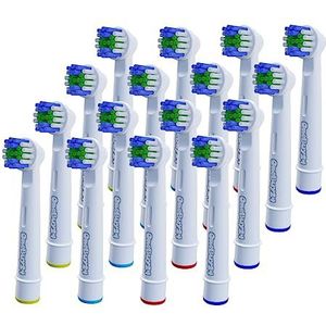 16 x opzetborstels tandenborstelkop reserveborstels voor Braun Oral-B Flexisoft / Precision Clean (EB17-4). Compatibel met de volgende elektrische tandenborstels (Vitality Precision Clean, Vitality Floss Action, Vitality Sensitive, Vitality Pro White, Vitality White and Clean, Vitality Dual Clean, Professional Care, TriZone, Triumph, Advance Power, Smart Series) (16 stuks Stk.), Electric tandenborstelkoppen vervanging Oral B / TETES BROSSETTES COMPATIBEL Bruin OralB brosse Ã  deuken electrique