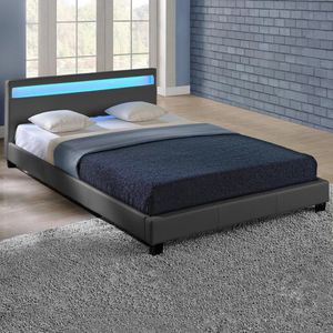 LED - Ledikant Parijs - incl. bedbodem 180x200cm donkergrijs