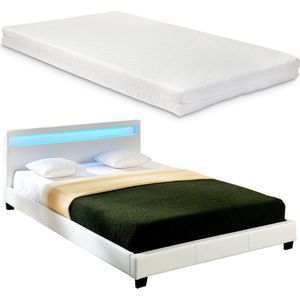 LED-Ledikant Parijs incl. matras bedbodem 180x200 wit