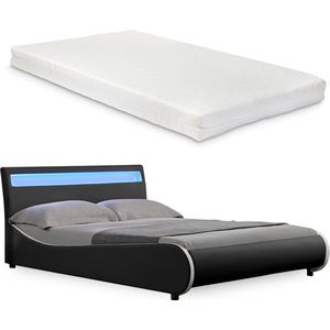 Corium Valencia LED - bed - matras en lattenbodem140x200 zwart