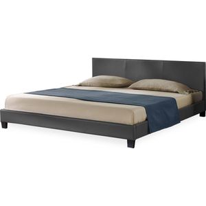 Houten bed Barcelona met bedbodem 140x200 cm donkergrijs