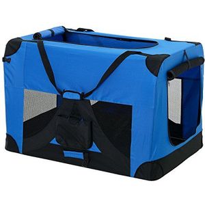 Honden bench reisbench stof en metaal 60x42x42 cm blauw