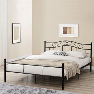 en.casa® Florenz Metalen-frame bed - Zwart - 200x140cm