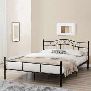 [en.casa]® Metalen-frame bed - Florenz - 200x180cm -Zwart