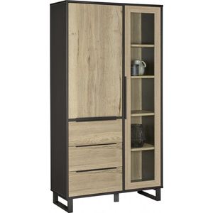 Woonexpress Vitrinekast Zundert - MDF - Naturel - 100x190x40 cm (BxHxD)