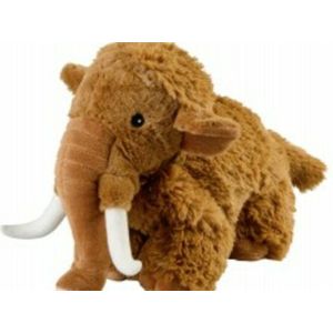 Magnetron warmte knuffel mammoet bruin 35 cm - Heatpack/coldpack - Warmteknuffel lavendel geur - Prehistorische dieren mammoeten knuffels - Dierenknuffels