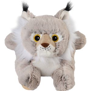 Warmies Warmte/magnetron opwarm knuffel - lynx - grijs - 36 cm - pittenzak