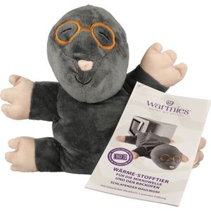 Warmies Warmte/magnetron opwarm knuffel - Mol - grijs - 35 cm - pittenzak