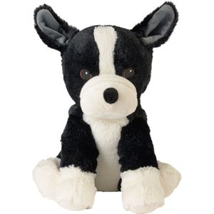Warmies Warmte/magnetron opwarm knuffel - Hond/boston terrier - zwart - 26 cm - pittenzak
