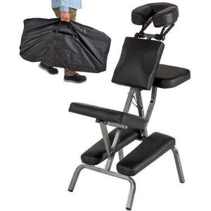 tectake® - Massagestoel, behandelstoel met dikke bekleding zwart inclusief zwarte draagtas