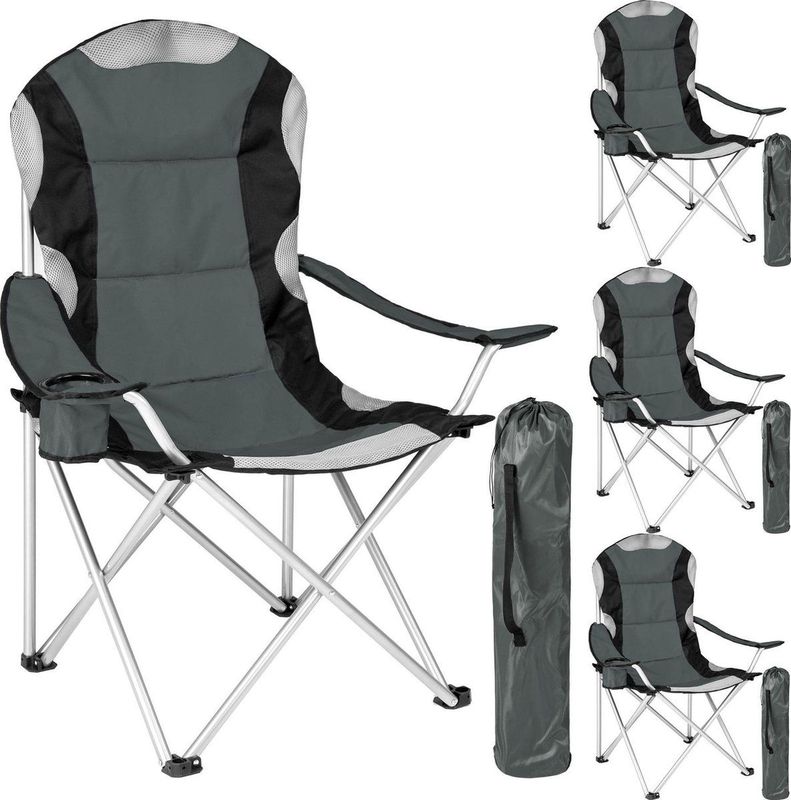 tectake Campingstuhl (Komplettset, 4 St), Angenehme Polsterung, sehr leicht zu Handhaben und schnell aufklappbar