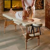 2 zones mobiele massagetafel beige - 5cm + draagtas - 401462